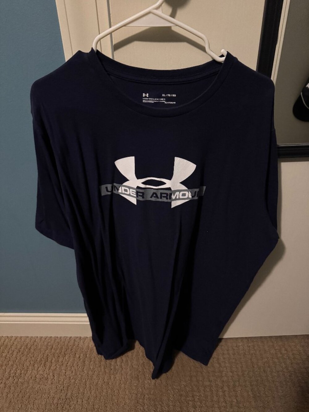 Under Armor Big Logo Navy Blue T-Shirt XL